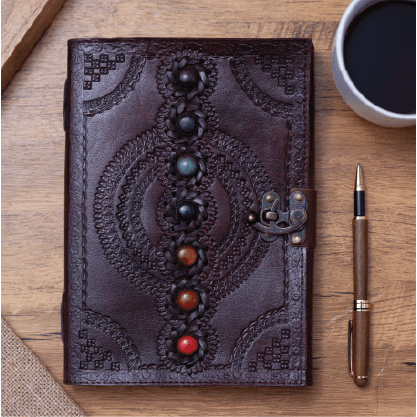 Leather Chakra Stone Journal